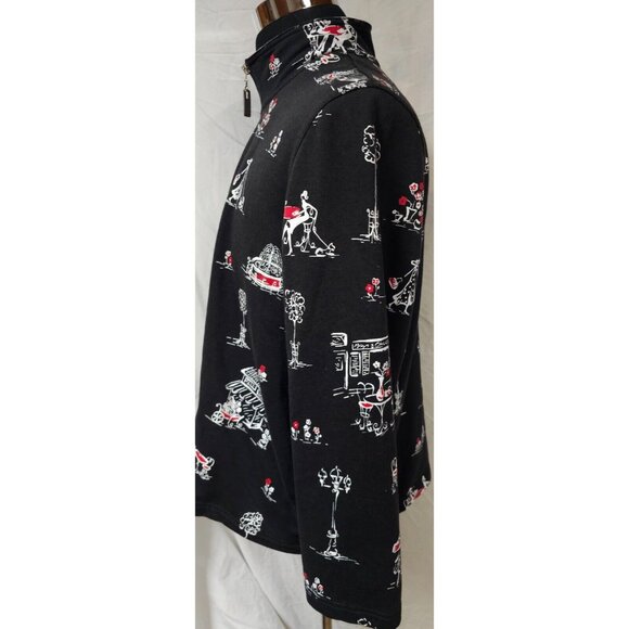 Koret Womens Large Black Full  Zip Coffee Shop City Scape Travel Paris Jacket - Picture 6 of 10